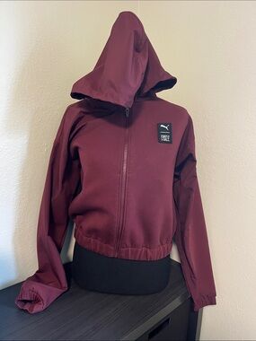 *Puma Burgundy Full-Zip “First Mile” Hooded Jacket-XSMALL